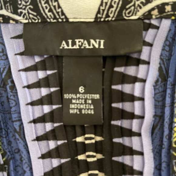 Alfani Geometric Paisley Print Pleated Crepe Feel Smart Collar Boho Mini Dress 6 - Picture 8 of 8